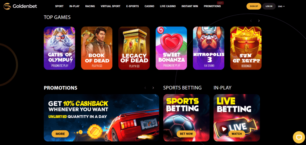Goldenbet desktop screenshot