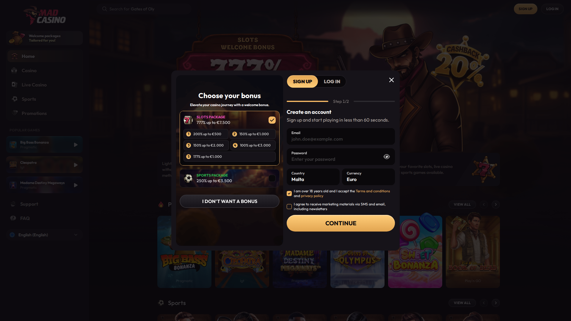 MadCasino desktop screenshot