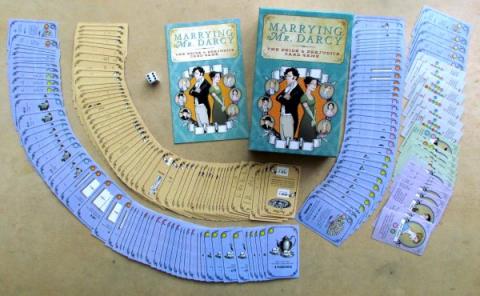 A spread of all of the cards in the game Marrying Mr. Darcy. 