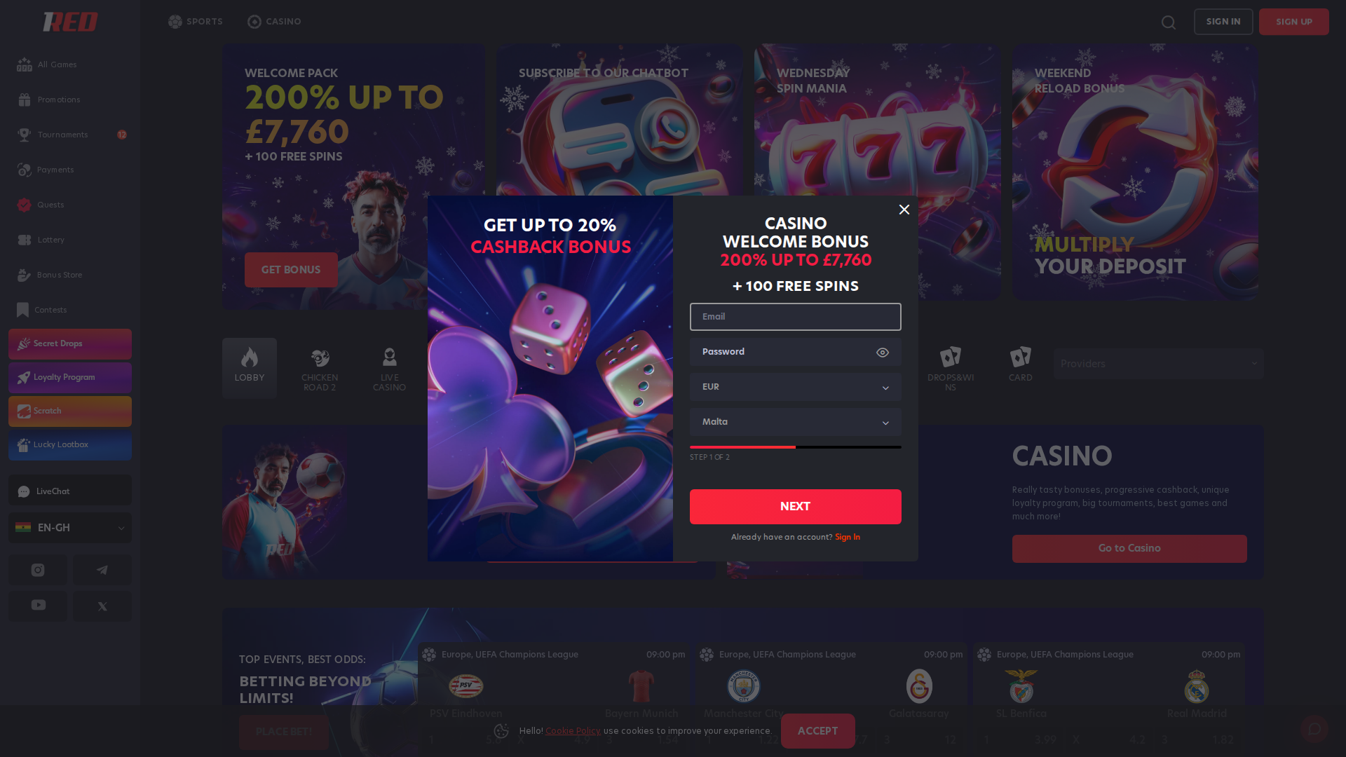 1Red Casino screenshot
